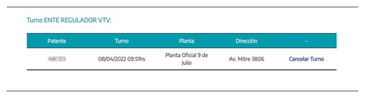 Paso 3 para consultar o cambiar el turno de la VTV en San Justo